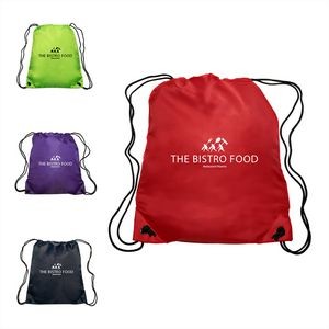 GO-EZ Polyester Drawstring Backpacks w/ 1 Color Imprint