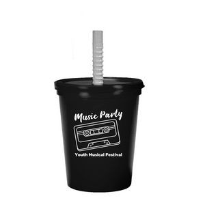 16 oz. Little Sips Stadium Cup with Straw w/ 1 Color Imprint