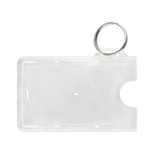 Frosted Rigid Plastic Horizontal Card Holder with Key Ring