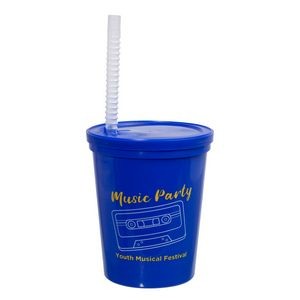 16 oz. Little Sips Stadium Cup with Straw w/ 2 Color Imprint