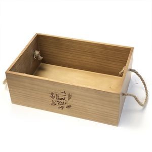 Wood Crate With Rope Handles 12 X 8