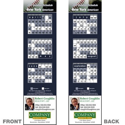 New York (American) Pro Baseball Schedule Bookmark (2"x8 1/2")