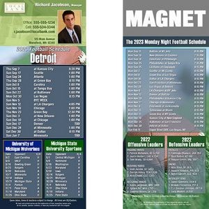 Detroit Pro Football Schedule Magnet (3 1/2"x8 1/2")
