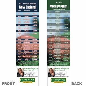 New England Pro Football Schedule Bookmark (2 1/4"x8 1/2")