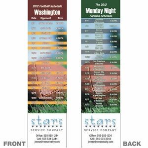Washington Pro Football Schedule Bookmark (2 1/4"x8 1/2")