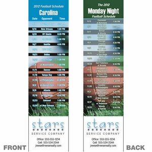 Carolina Pro Football Schedule Bookmark (2 1/4"x8 1/2")