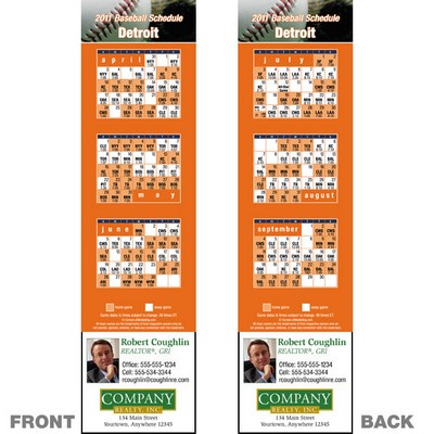 Detroit Pro Baseball Schedule Bookmark (2"x8 1/2")