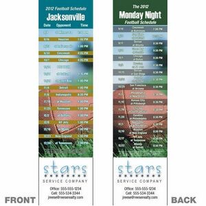 Jacksonville Pro Football Schedule Bookmark (2 1/4"x8 1/2")