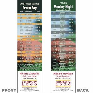 Green Bay Pro Football Schedule Bookmark (2 1/4