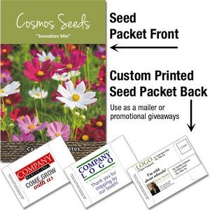 Cosmos "Sensation Mix" Seeds/ Mailable Seed Packet - Custom Printed Back