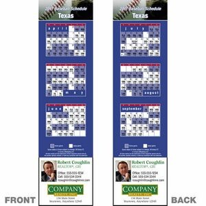 Texas Pro Baseball Schedule Bookmark (2"x8 1/2")
