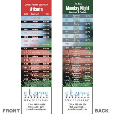 Atlanta Pro Football Schedule Bookmark (2 1/4"x8 1/2")