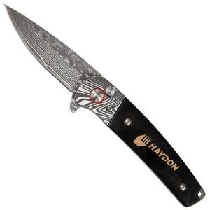 Falcon - Damascus & Buffalo Horn Folding Knife