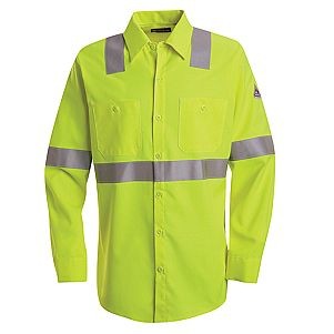 7 Oz. High Visibility Flame Resistant Long Sleeve Work Shirt Ansi Class 2