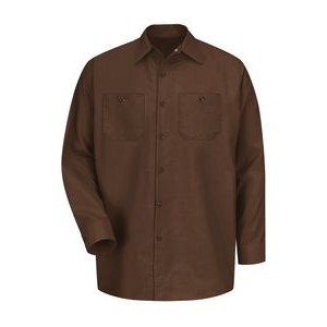 Red Kap® Industrial Solid Long Sleeve Brown Work Shirt