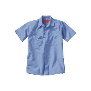 Red Kap® Industrial Solid Short Sleeve Light Blue Work Shirt