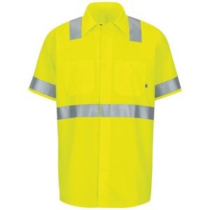Red Kap® Men's Short Sleeve Hi-Visibility Ripstop Work Shirt w/Mimix & Oilblok - Type R, Class 2