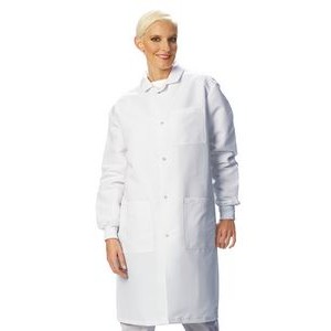 41.5" Fashion Seal Reusable Protective Apparel White Snap Closure Barrier Coat