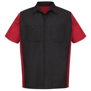 Red Kap® Men's Short Sleeve Two-Tone Red Crew Shirt