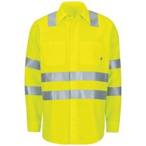 Red Kap® Men's Long Sleeve Hi-Visibility Ripstop Work Shirt w/Mimix & Oilblok - Type R, Class 3