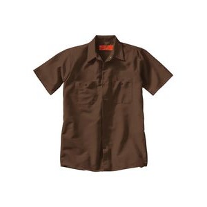 Red Kap® Industrial Solid Short Sleeve Brown Work Shirt