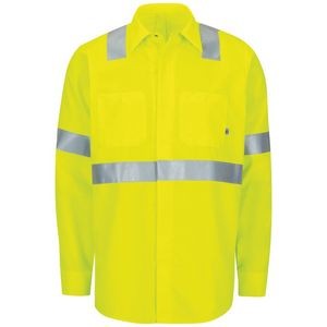Red Kap® Men's Long Sleeve Hi-Visibility Ripstop Work Shirt w/Mimix & Oilblok - Type R, Class 2