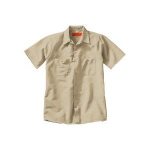 Red Kap® Industrial Solid Short Sleeve Light Tan Work Shirt