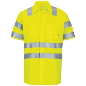 Red Kap® Men's Short Sleeve Hi-Visibility Ripstop Work Shirt w/Mimix & Oilblok - Type R, Class 3