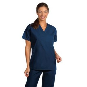 Fashion Seal Fashion Poplin Reversible Set-In Sleeve Navy Blue Scrub Shirt