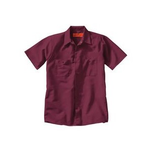 Red Kap® Industrial Solid Short Sleeve Burgundy Work Shirt