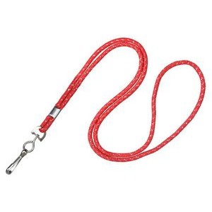1/8" Metallic Cord Lanyard (Red) With Swivel Hook Attachment