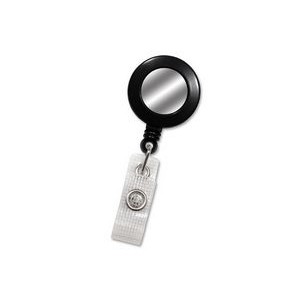 Round Solid Opaque Clip On Fast Ship Plastic Badge Reel (Black)
