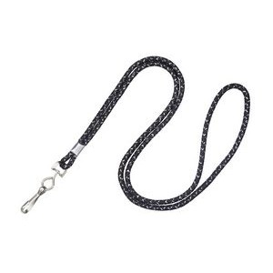 1/8" Metallic Cord Lanyard (Black) With Swivel Hook Attachment