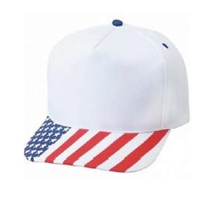 Pro 5 Panel Constructed Cotton Twill Cap w/US Flag Print
