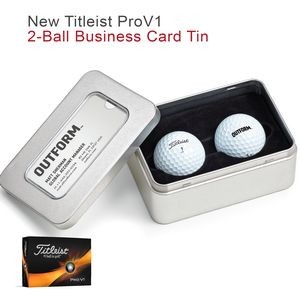 New Titleist ProV1 2-Ball Business Card Tin w/ Free Setup