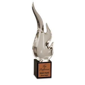 12" Tall Crystal Flame Art Glass Award