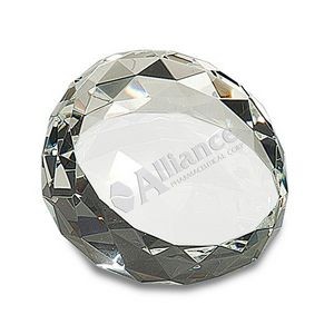 3½" x 2" Clear Round Crystal Facet Paperweight