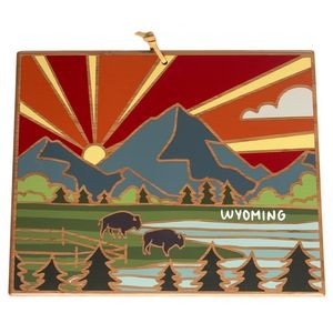 Wyoming State Shaped Serving & Cutting Board w/Artwork by Summer Stokes