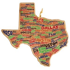 Texas State Shaped Cutting & Serving Board w/Artwork by Wander on Words™