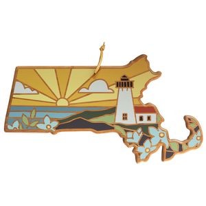 Massachusetts State Shaped Serving & Cutting Board w/Artwork by Summer Stokes