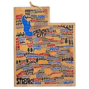 Utah State Shaped Cutting & Serving Board w/Artwork by Wander on Words™