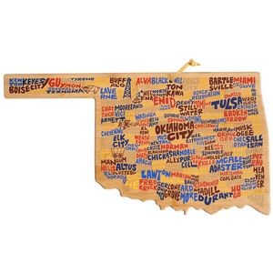 Oklahoma State Shaped Cutting & Serving Board w/Artwork by Wander on Words™