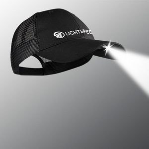 POWERCAP® Rechargeable 3.0 Headlamp In A Hat™ LED Structured Mesh Back Retro Trucker Cap- Black
