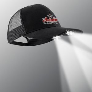 POWERCAP 25/75 Black Trucker Style Cap w/4 LEDs & Mesh Back