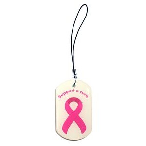 Dog Tag Pendant with Cell Phone Charm and Double Sided Imprint and Dome