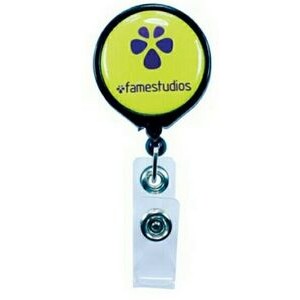 Pull Reel / Badge Reel with Belt Clip and 1 3/16" Diameter Round Imprint