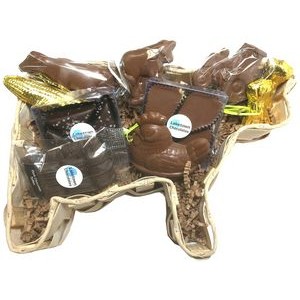Cow Shaped Small Wooden Gift Basket