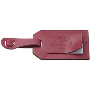 Top Grain Leather Business Card Size Luggage Tag w/ Secure Strap & Flap