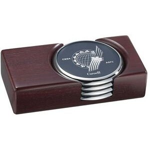 Solid Cherry Wood Desk Set w/ 4 Round Solid Chrome Coasters