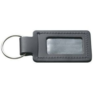Leather ID Luggage Tag w/ Clear ID Window and Split Ring (1 3/8
